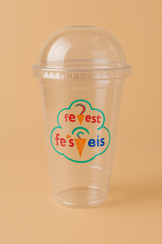 Plastic Feestelijke Bekers 500ML 50 stuks - hoge kwaliteit- met dome deksel slush puppy-milkshake bekers
