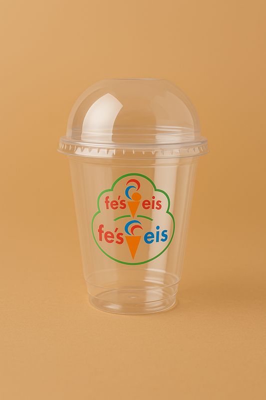 plastic Feestelijke Bekers 300ML 50 Stuks - Hoge Kwaliteit- met Dome Deksel slush puppy-milkshake bekers