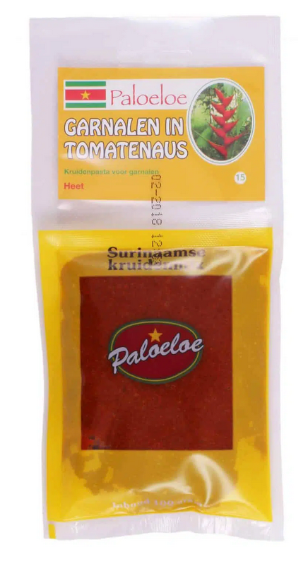 Surinaamse kruidenmix garnalen in tomatensaus
